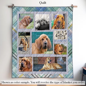 Personalized Bloodhound Photo Quilt Blanket or Wall Hanging with your dog, Custom Bloodhound Blanket, Gift for Bloodhound Lover Mom Dad