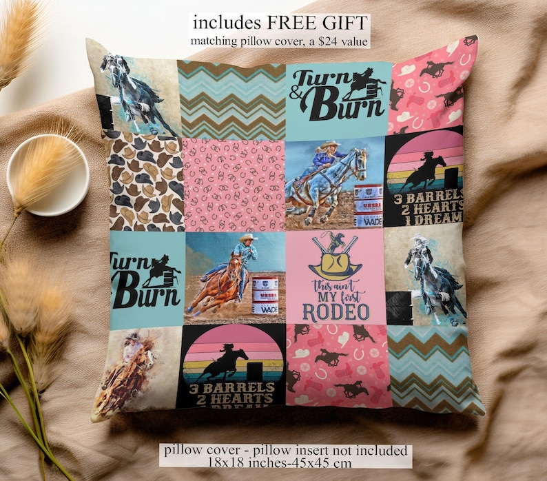 Barrel Racing Bedding Set, Barrel Racer Decor, Cowgirl Rodeo Gift, Turn ...