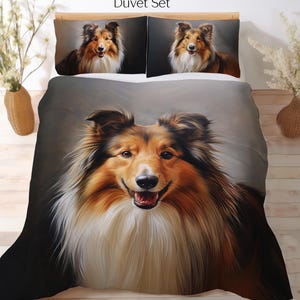 Shetland Sheepdog Bedding Set, Duvet Set, Comforter Set Or Quilt Set, Sheltie Decor, Gift for Sheltie Lover, Shetland Sheepdog Mom Dad Gift