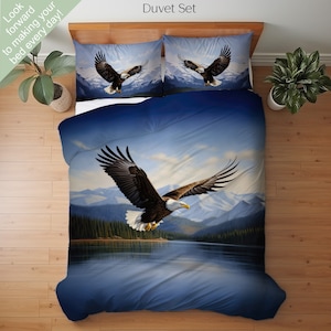 Bald Eagle Bedding Set, Duvet Set, Comforter Set Or Quilt Set, Bald Eagle Decor, Gift for Eagle Lovers, Wildlife Decor, Rustic Cabin Decor