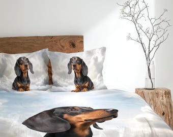 Dachshund Bedding Set, Doxie Decor, Gift for Dachshund Lovers, Dachshund Mom Dad Duvet Cover, Comforter or Quilt Set