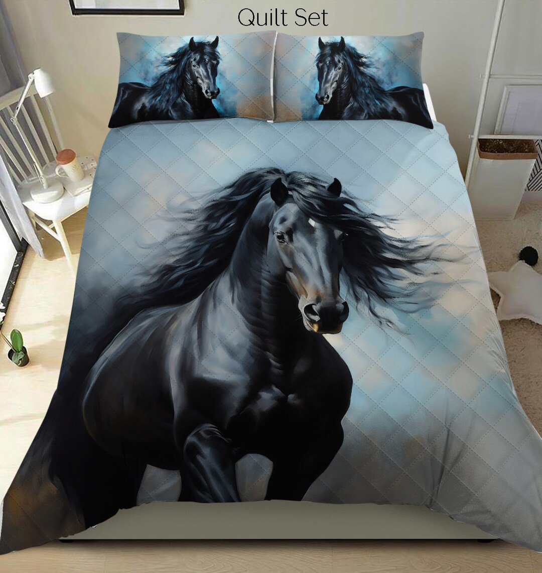 Black Horse Bedding Set Horse Quilt Set Comforter Set or Etsy