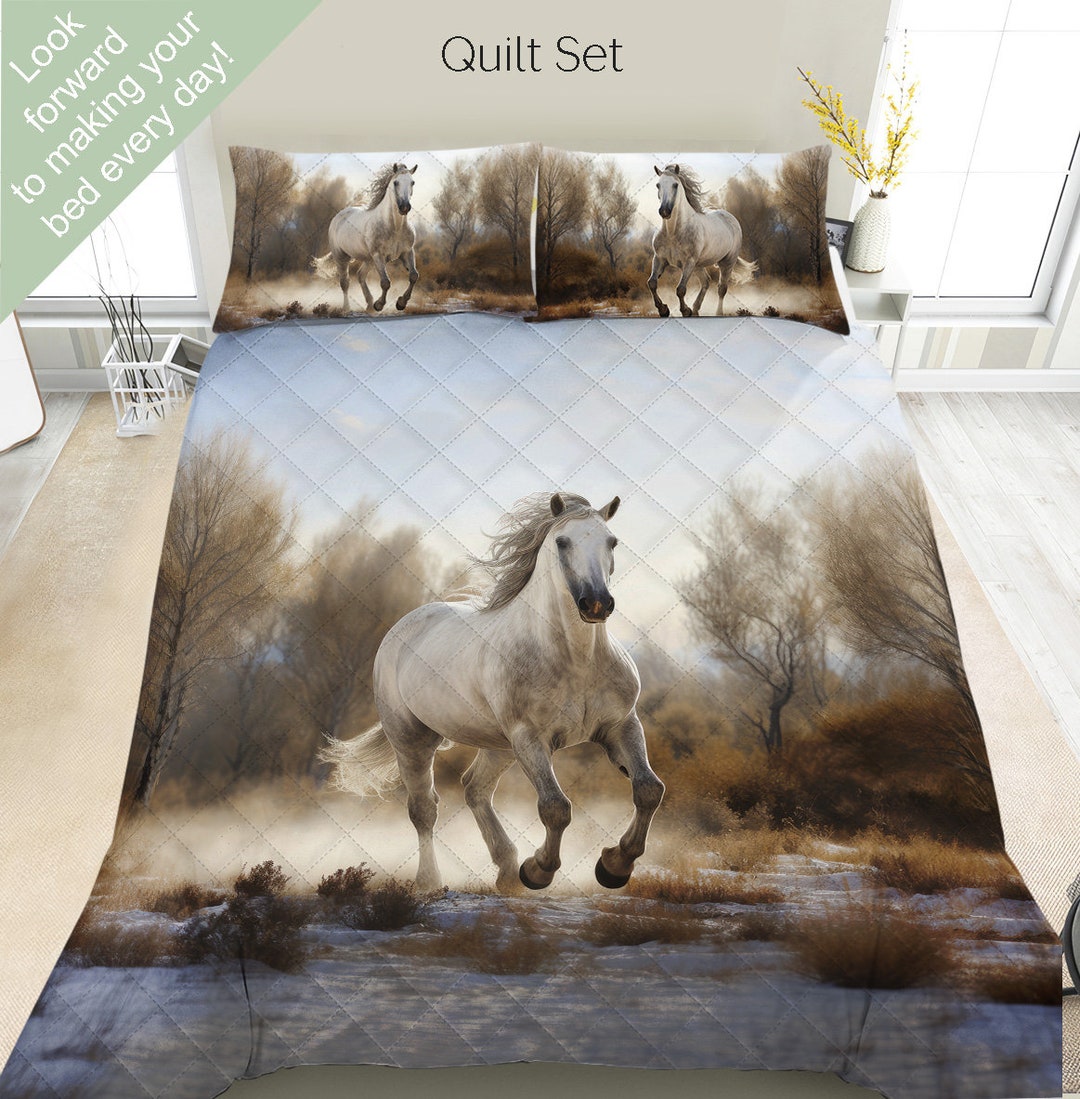 Horse Bedding Set, Duvet Set, Comforter Set or Quilt Set, Horse Decor