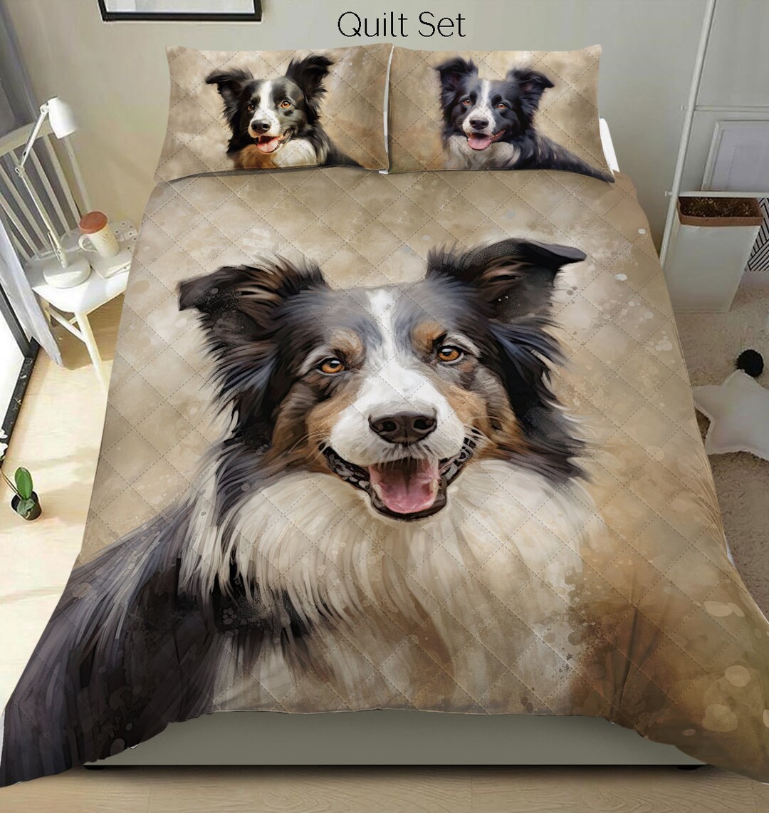 Border Collie Quilt Set Comforter Set or Duvet Set Etsy