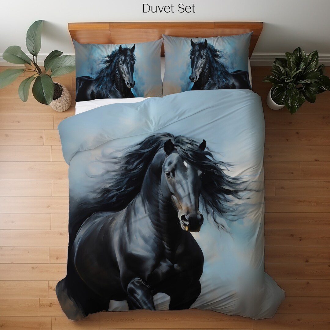 Black Horse Bedding Set, Duvet Cover Set, Comforter Set or Quilt Set