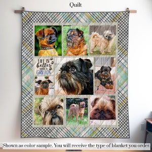 Personalized Brussels Griffon Photo Quilt Blanket or Wall Hanging with your dog, Custom Brussels Griffon Blanket, Gift for Griffon Lover