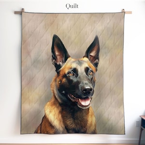 Belgian Malinois Quilt, Blanket or Wall Hanging, Belgian Malinois Shepherd Art Decor, Gift for Belgian Malinois Lover Mom Dad