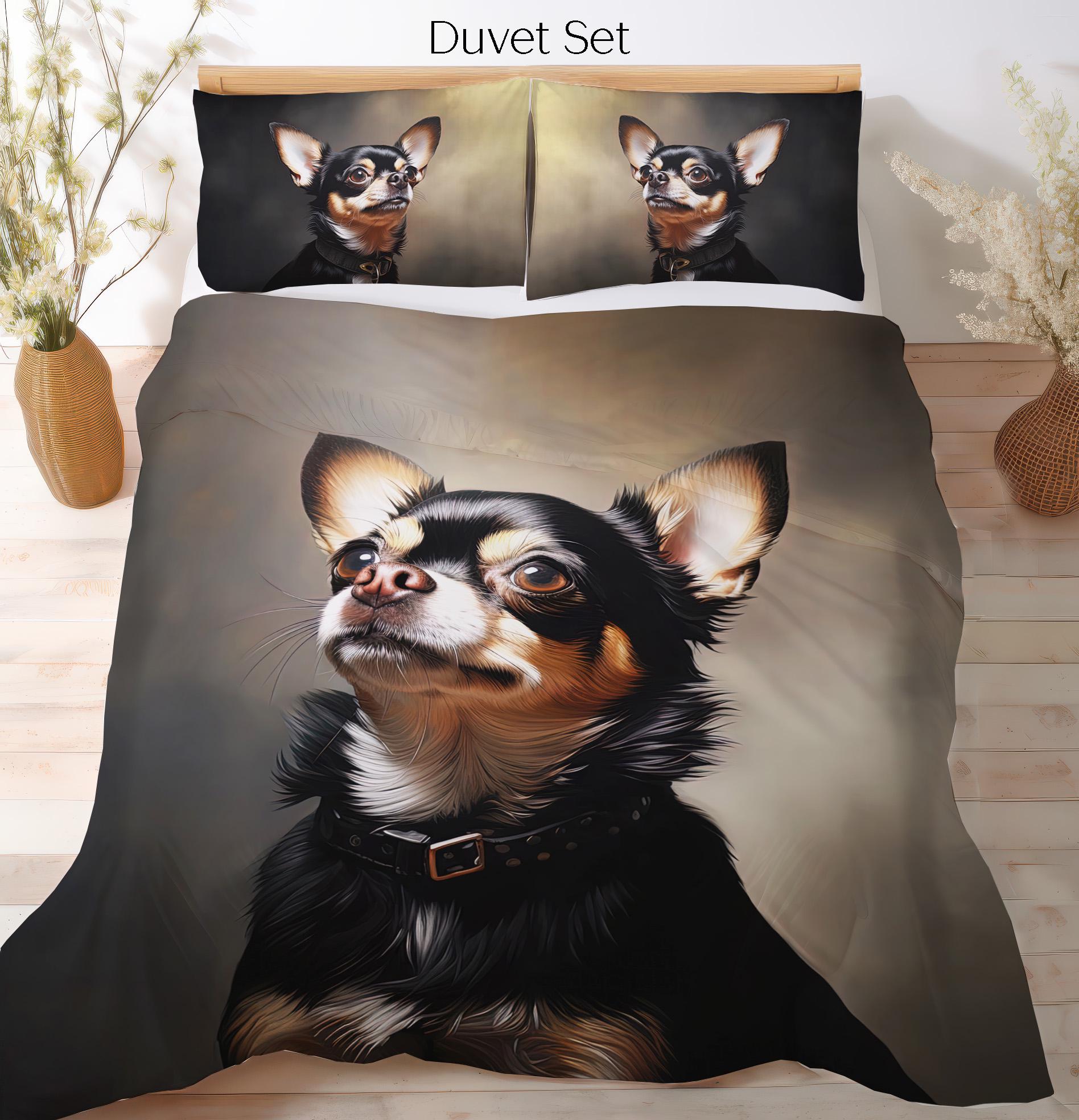 Chihuahua-beddengoed, dekbedovertrek, dekbedset of quiltset, chihuahua-decor sprei beddengoed, cadeau voor chihuahualiefhebbers, moeder vader