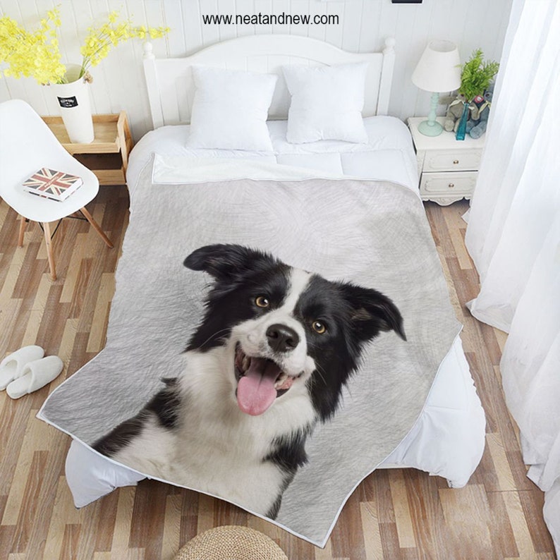 Border Collie Quilt Sherpa or Woven Blanket Etsy