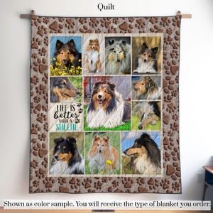 Manta o tapiz personalizado con foto de perro pastor de Shetland, regalo para mamá y papá amantes de los perros pastores de Shetland