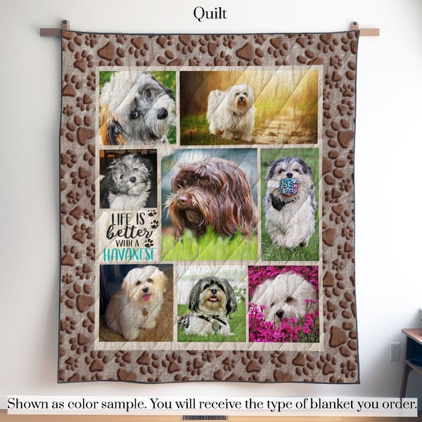 Personalisierte Havaneser Foto Quilt Decke oder Wandbehang mit Ihrem Hund, individuelle Havaneser Decke, Geschenk für Havaneser Liebhaber Mama Papa