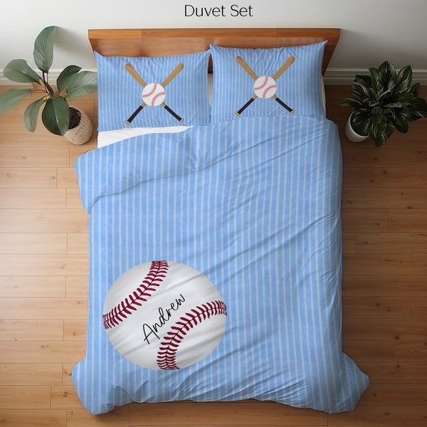 Personalized Baseball Bedding Set Duvet Set Comforter Set Or Quilt Set, Baseball Decor Gift for Baseball Lover, Custom Baseball Bed Set Name