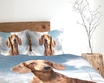 Dachshund Bedding Set, Doxie Decor, Gift for Dachshund Lovers, Dachshund Gift Duvet Cover, Comforter or Quilt Set