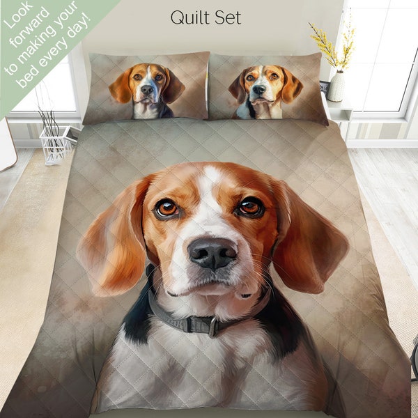 Parure de lit beagle, parure de lit, couette ou ensemble de couette, couvre-lit décor beagle, cadeau pour les amoureux des beagles, maman et papa