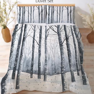 Winter Woods Bedding Set, Duvet Set, Comforter Set Or Quilt Set, Minimalist Nature Bedding Elegant Cabin Decor Cottage Camper Bedding Cozy
