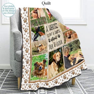 Manta o arte de pared con foto de huellas de patas personalizadas, regalo para amantes de los perros y los gatos, regalo personalizado para perros y gatos, regalo para mamá y papá, recuerdo para mascotas