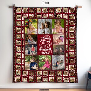 Personalized Family Keepsake Quilt, Blanket or Wall Hanging, Cottagecore Photo Quilt Blanket, Farmhouse Style Custom Quilt Family Keepsake