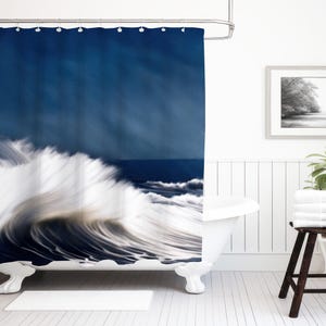 Tenda da doccia con onde oceaniche, tenda da doccia di lusso con pesi, decorazione per bagno con motivo oceano, decorazione per bagno con motivo spiaggia, regalo per gli amanti dell&#39;oceano, decorazione costiera