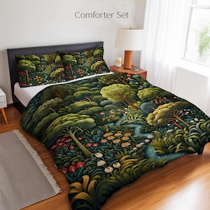 Enchanted Forest Bedding Set, Duvet Set, Comforter Set Or Quilt Set, Beautiful Landscape Bedding,  Nature Decor, Cottagecore