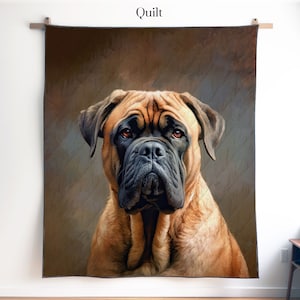 Bullmastiff Quilt, Blanket or Wall Hanging, Bullmastiff Art, Bullmastiff Decor, Gift for Bullmastiff Lover, Bullmastiff Mom Dad Gift