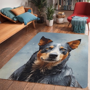 Australian Cattle Dog Area Rug Carpet, Blue Heeler Decor, Gift for Cattle Dog Lovers, Australian Cattle Dog Mom Dad, Blue Heeler Gift
