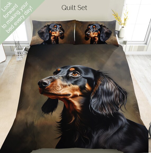 Dachsund and Hearts Duvet - White Dachsund and Hearts Duvet - White