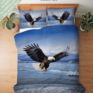 Bald Eagle Bedding Set, Duvet Set, Comforter Set Or Quilt Set, Bald Eagle Decor, Gift for Eagle Lovers, Wildlife Decor, Rustic Cabin Decor