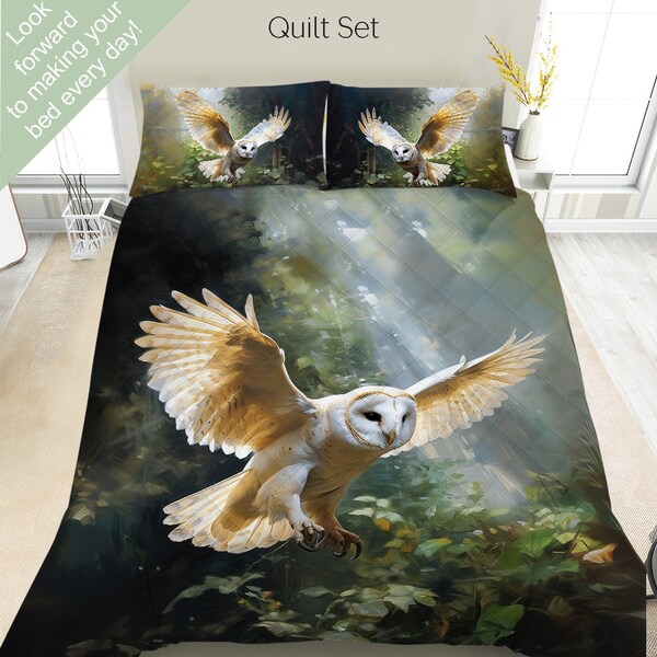 Cuddly Owl 3-Piece Quilted Bedding Set NCU0VL164