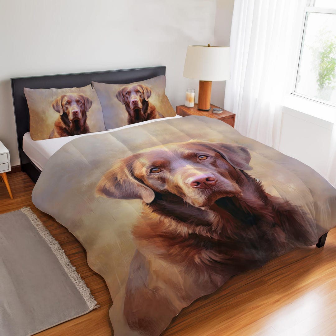 Chocolate Lab Bedding Set, Chocolate Labrador Retriever Decor, Gift for ...