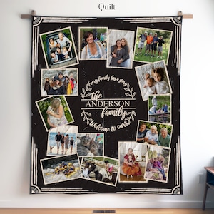 Retro Black Custom Photo Quilt, Blanket or Wall Hanging, Picture Quilt, Memory Blanket, Personalized Photo Gift Vintage Custom Blanket
