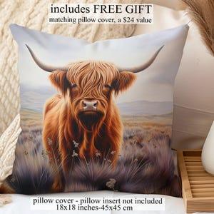 Rustic Highland Cow Bedding Set, Highland Cow Art Decor, Farmhouse Cottage Duvet Cover, Comforter or Quilt Set image 2