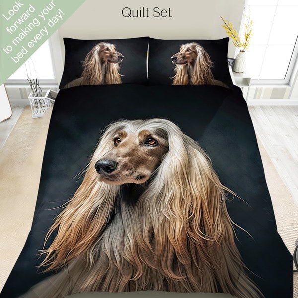 Afghanischer Windhund Bettwäsche-Set, Bettdeckenset, Tröster-Set oder Quilt-Set, Afghanischer Windhund Dekor, Geschenk für Afghane-Liebhaber Mama Papa