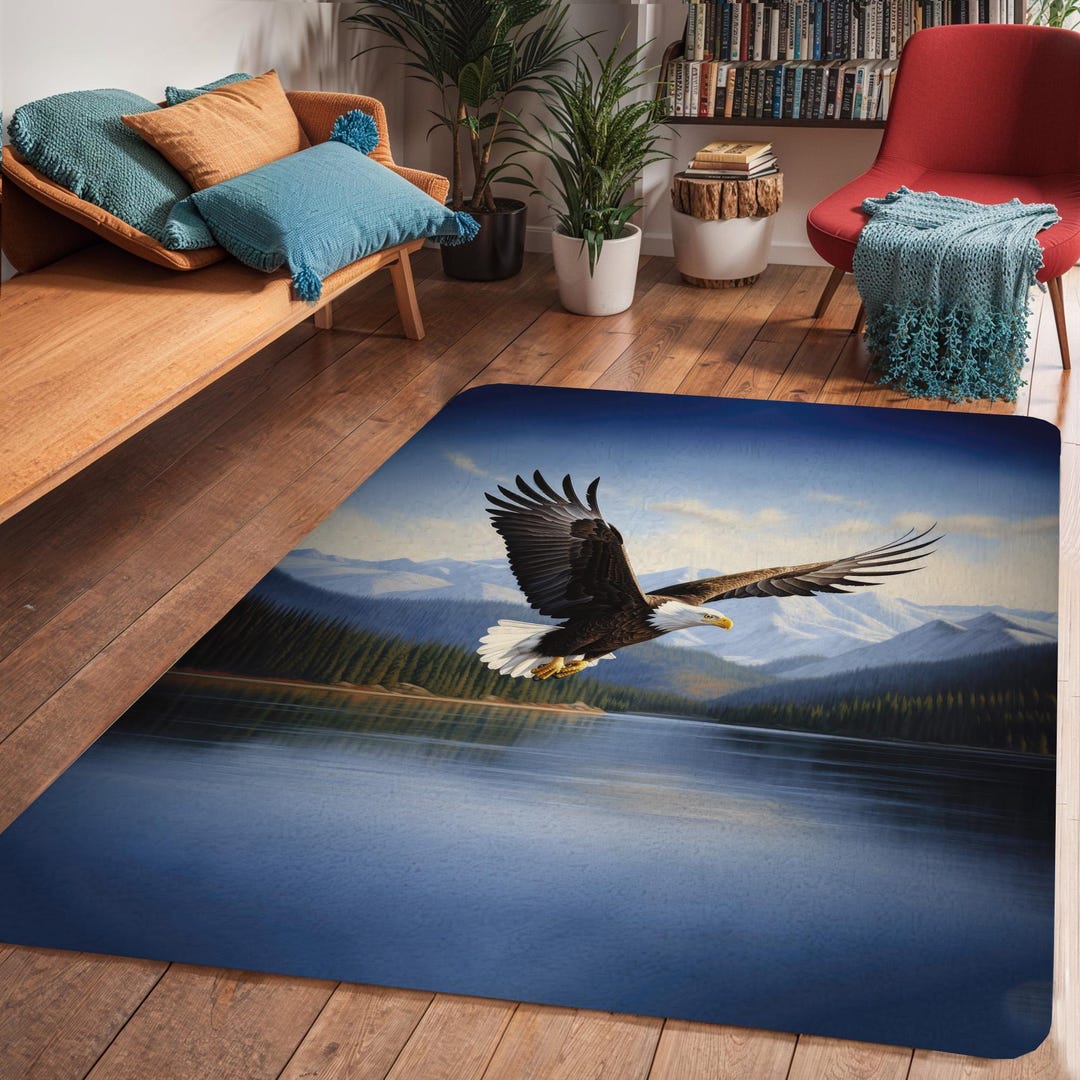 Majestic Flying Bald Eagle Area Rug, Original Bald Eagle Art, Eagle ...