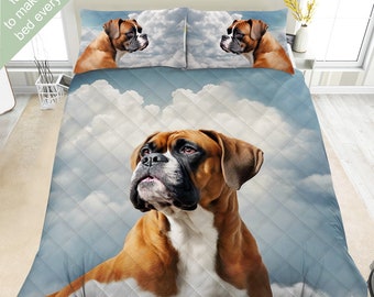 Parure de lit pour chien boxer, parure de lit, couette ou ensemble de couette, couvre-lit déco boxer, cadeau pour les amoureux des chiens boxer, maman, papa