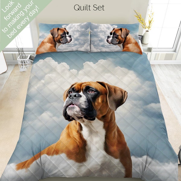 Boxer Dog Bedding Set, Duvet Set, Comforter Set Or Quilt Set, Boxer Decor Bedspread Bed Linens, Gift for Boxer Dog Lovers Mom Dad