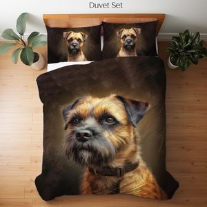 Border Terrier Bedding Set, Duvet Set, Comforter Set Or Quilt Set, Border Terrier Decor, Gift for Border Terrier Lovers