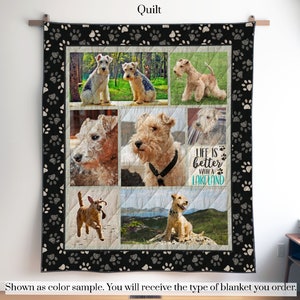 Personalized Lakeland Terrier Photo Quilt Blanket or Wall Hanging with your dog, Custom Lakeland Blanket, Gift for Lakeland Lover Mom Dad