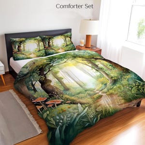 Enchanted Forest Watercolor Art Bedding Set, Duvet Set, Comforter Set Or Quilt Set, Beautiful Forest Bedding, Elegant Decor, Nature Decor
