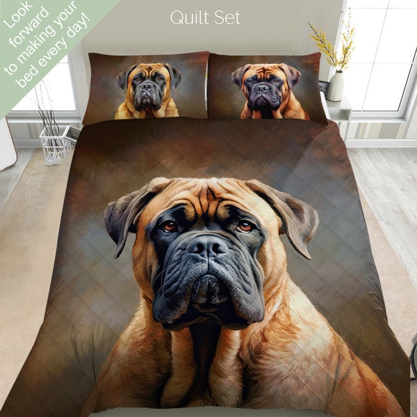 Parure de lit Bullmastiff, parure de lit, couette ou ensemble de couette, couvre-lit décoratif Bullmastiff, cadeau pour amateur de Bullmastiff, papa maman Bullmastiff