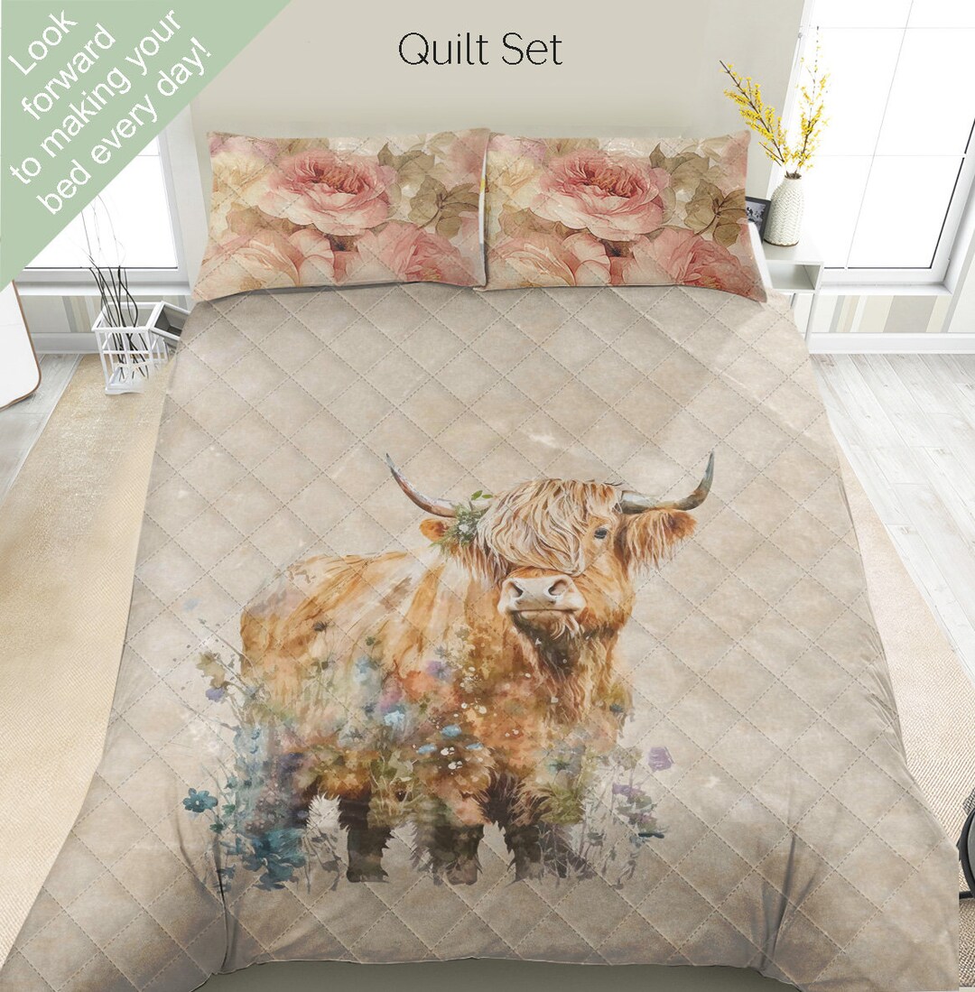 Baby Highland Cow 3-Piece Quilted Bedding Set NCU0TH906 main image 0