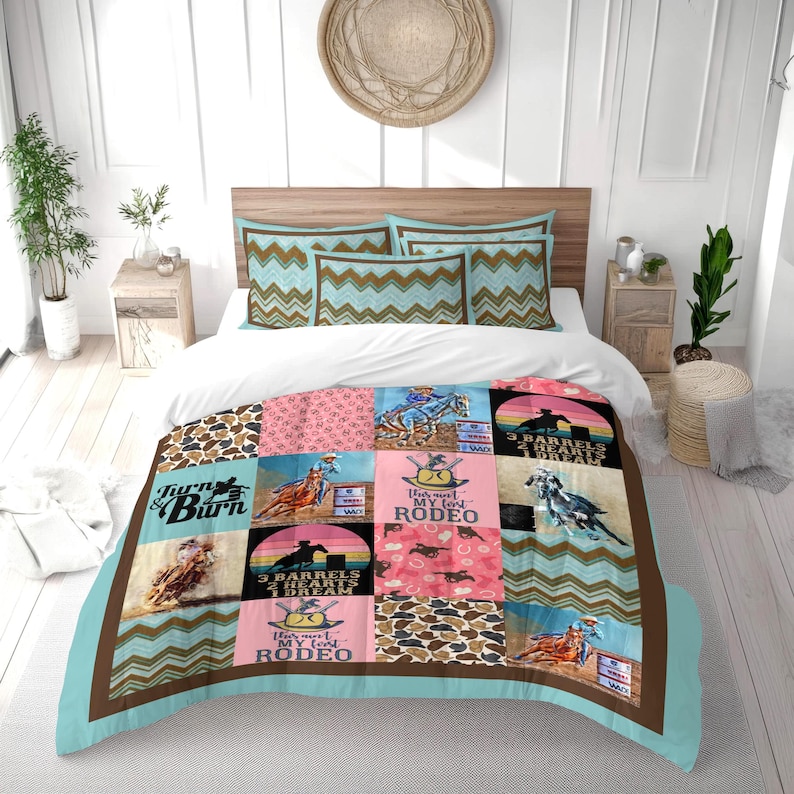 Barrel Racing Bed Set Barrel Racing Bedding Set, Barrel Racer Decor, Cowgirl Rodeo Gift, Turn ...