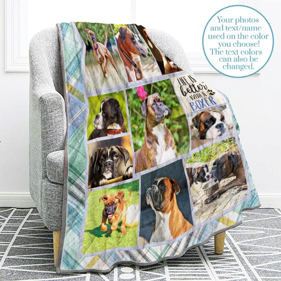 Personalized Boxer Dog Photo Quilt Blanket Using YOUR PHOTOS Etsy