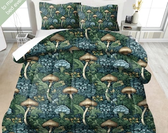 Enchanting Mushroom Bedding Set, Duvet Set, Comforter Set Or Quilt Set, Traditional Cottage Mushroom Decor Bedding, Luxury Original Bedding