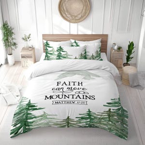 Christian Bedding Set, Bible Verse Decor, Scripture Art Christian Gift, Matthew 17:20  Duvet Cover,  Comforter or Quilt Set