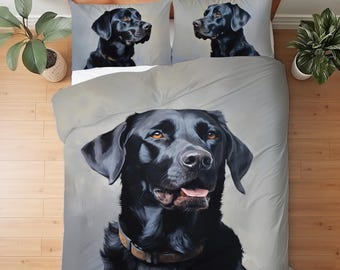 Black Labrador Retriever Bedding Set, Black Lab Decor, Gift for Black Lab Lover Duvet Cover or Comforter Set
