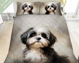 Parure de lit Shih Tzu, parure de lit, housse de couette, édredon ou couette, couvre-lit décoratif Shih Tzu, cadeau pour les amateurs de Shih Tzu