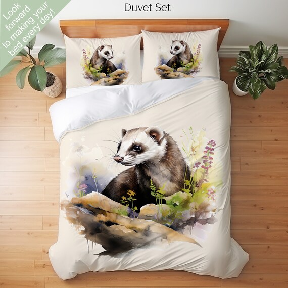 Ferret Bedding Set Duvet Set Comforter Set or Quilt Set Ferret Decor Gift for Ferret Lovers Wildlife Decor Nature Wildlife Decor Etsy