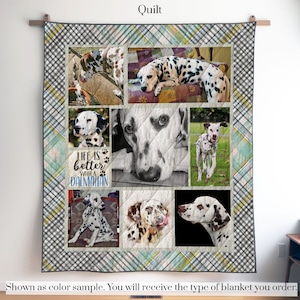 Personalized Dalmatian Photo Quilt Blanket or Wall Hanging with your dog, Custom Dalmatian Blanket, Gift for Dalmatian Lover Mom Dad