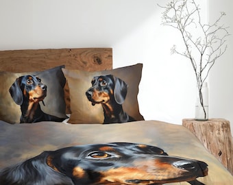 Dachshund Bedding Set, Dachshund Doxie Decor, Gift for Dachshund Lover Duvet Cover, Comforter or Quilt Set