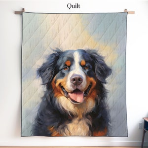 Bernese Mountain Dog Quilt, Blanket or Wall Hanging,  Bernese Mountain Dog Art Decor, Gift for Bernese Mountain Dog Mom Dad